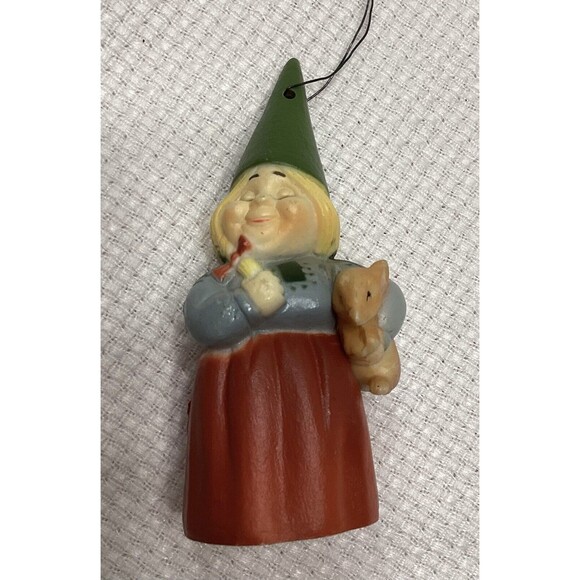 Uniboek Gnome Christmas Ornament Vintage 1978 Made in Hong Kong 3” Hard Plastic - Picture 6 of 7